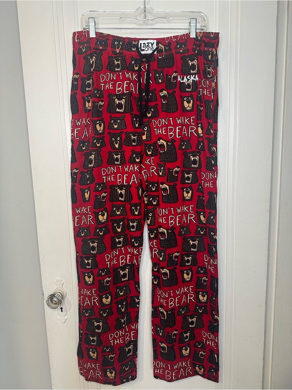 Lazy One Red Alaska “Don't Wake the Bear' Adult large Joggers